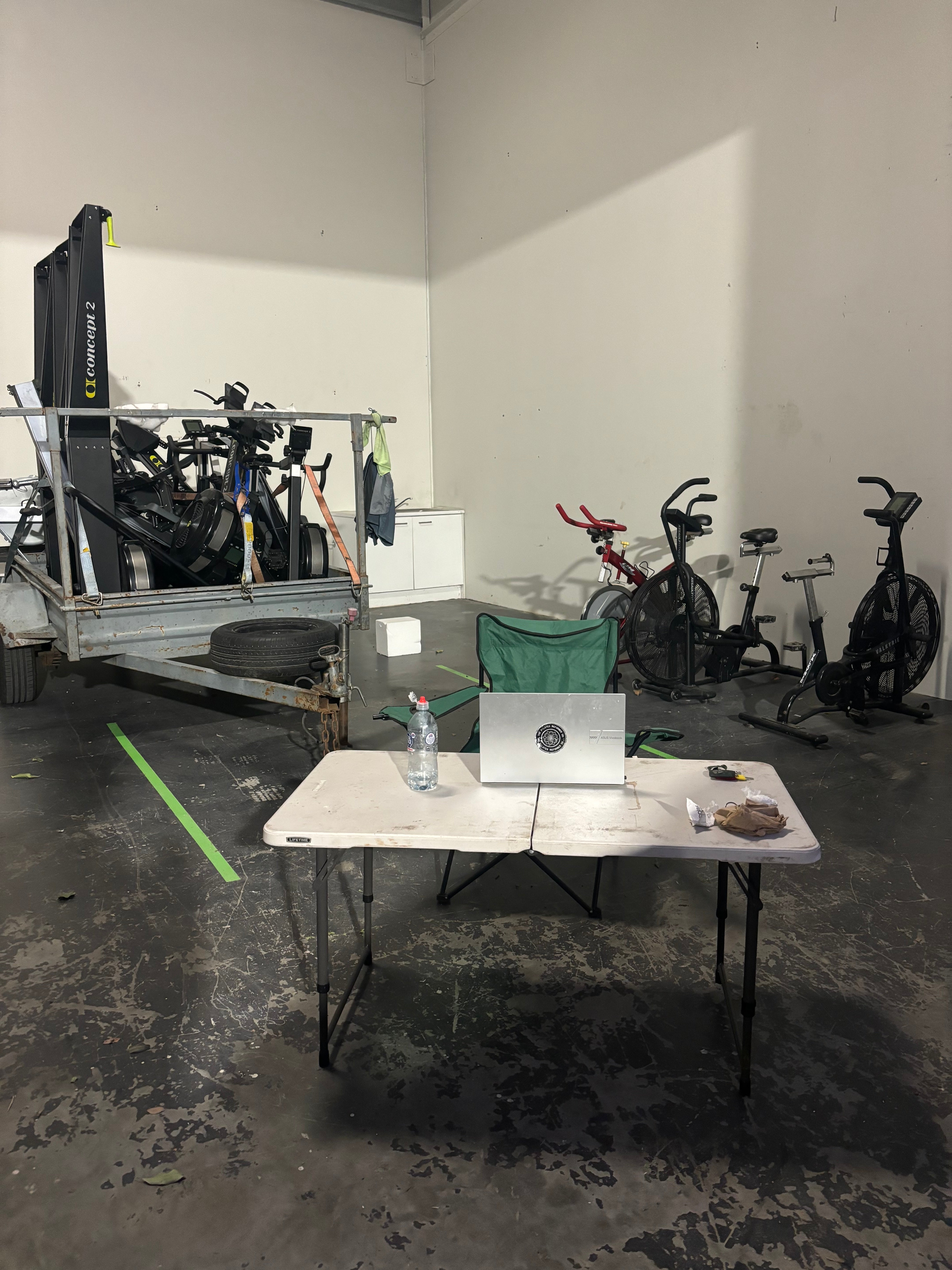 The first Go Cardio Rentals storage space in Brisbane, part filled with machines